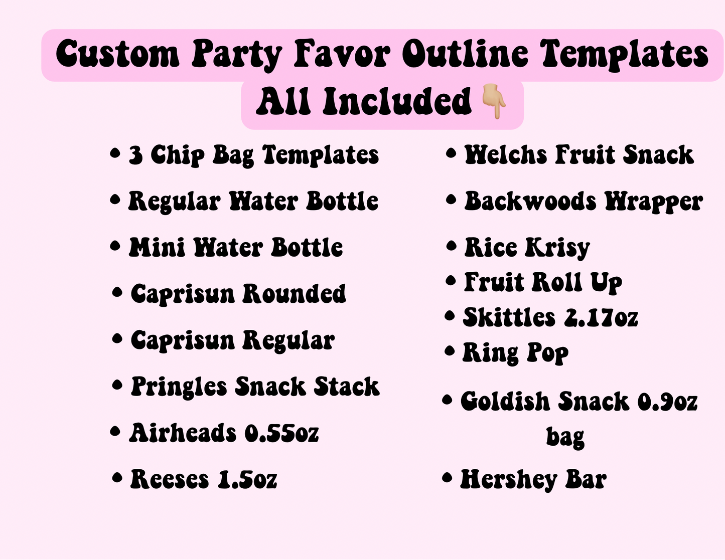 Custom Party Favor Template Digital (outline) Bundle