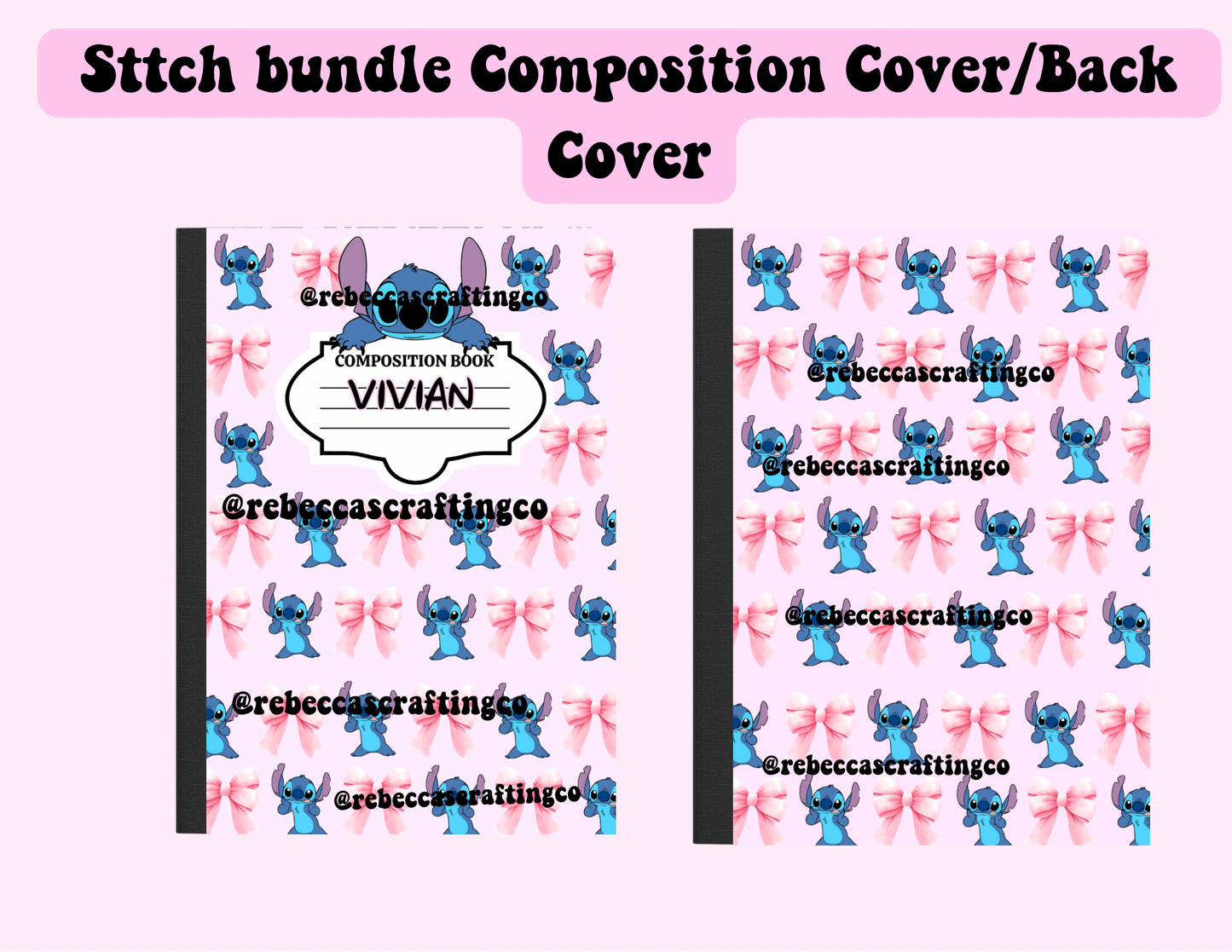 Sttch pink & blue bundle Cover/Back Cover Digital *Composition Notebook*