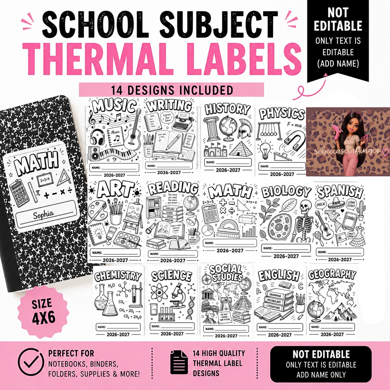 14 4x6 School Subject Bundle