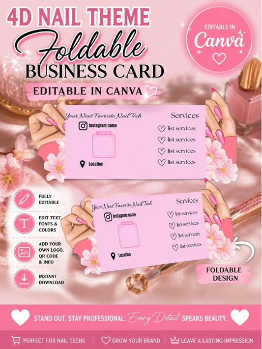 4D Nail Foldable Business Card Template