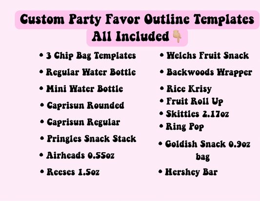 Custom Party Favor Template Digital (outline) Bundle