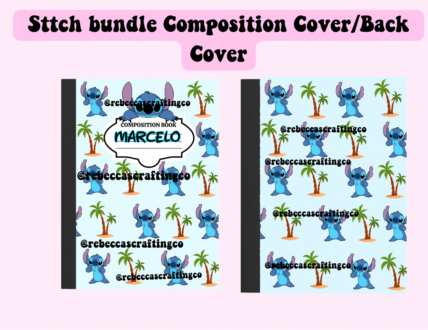 Sttch pink & blue bundle Cover/Back Cover Digital *Composition Notebook*